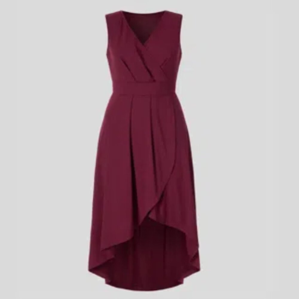 NWT- Halara Deep V Neck Sleeveless High Low Crossover Midi Dress XL